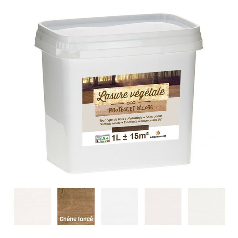 Apiculture.net - Lasure végétale 1 litre - Plusieurs modèles disponibles - Chêne foncé
