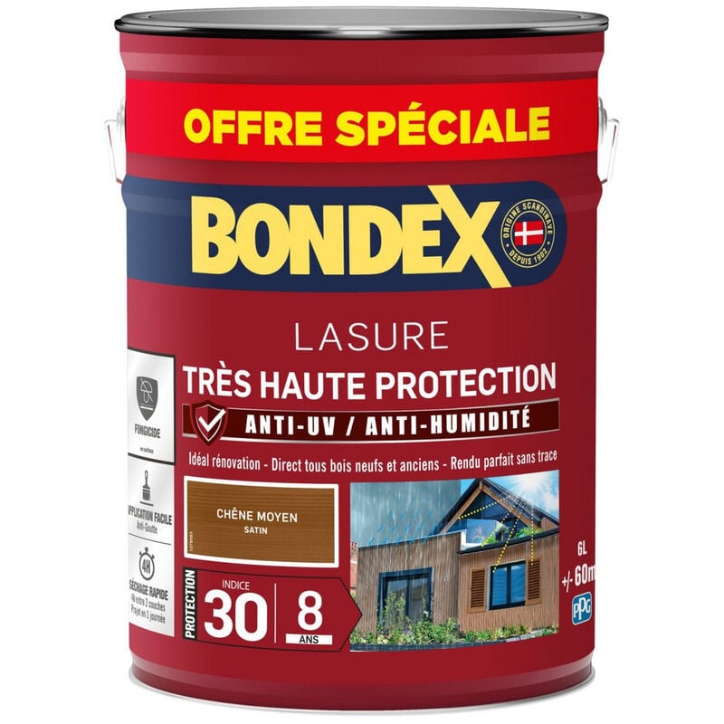 Bondex - Lasure 8ans Très Haute Protection Satiné Bidon 5L+20%GRATUIT