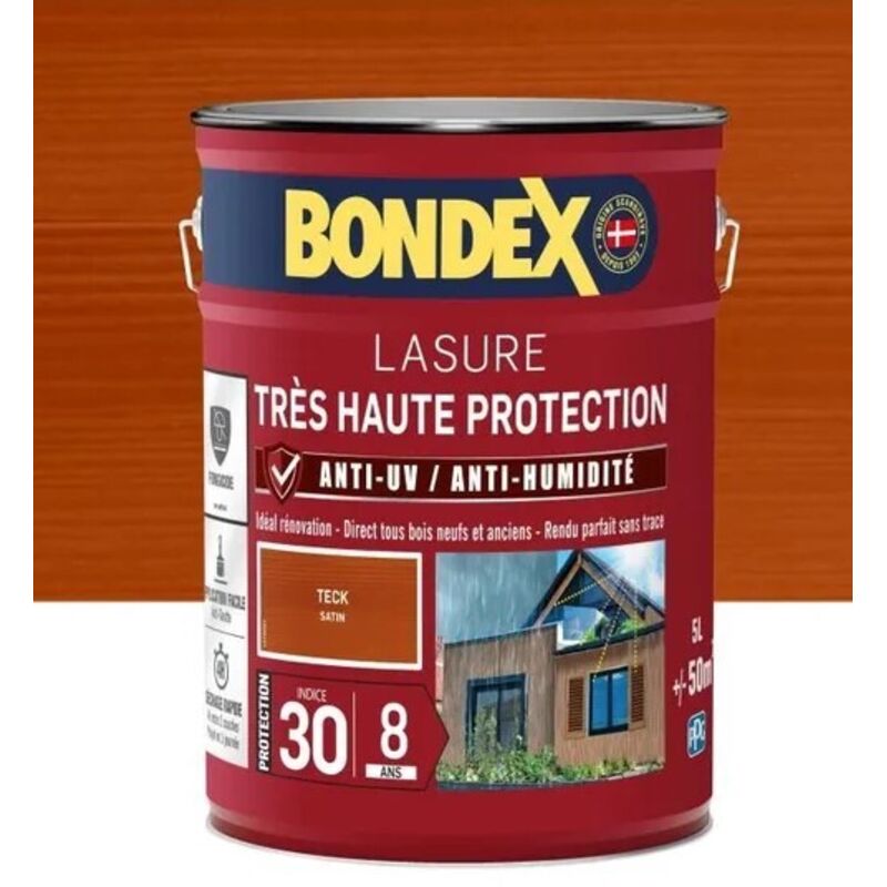 Bondex - Lasure Très Haute Protection Satin 8 ans Finition: Satiné - Couleur: Teck - Conditionnement: 5L