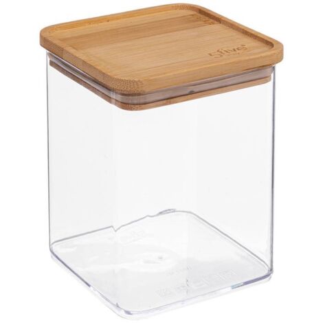 Lata cuadrada eske con tapa de bambú 1l - 5five