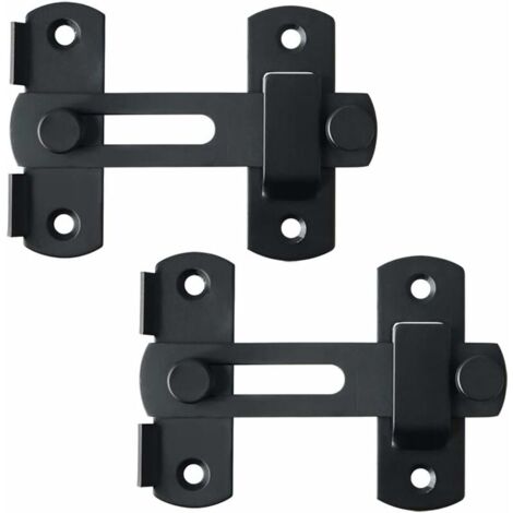 Latch and Bolt,Sliding Door Lock Door Lock Toggle Latch Buckle Lock Bolt with Screws for Door, Window, Cupboard and Garden, Matte Black Stainless Steel, 2 Pcs