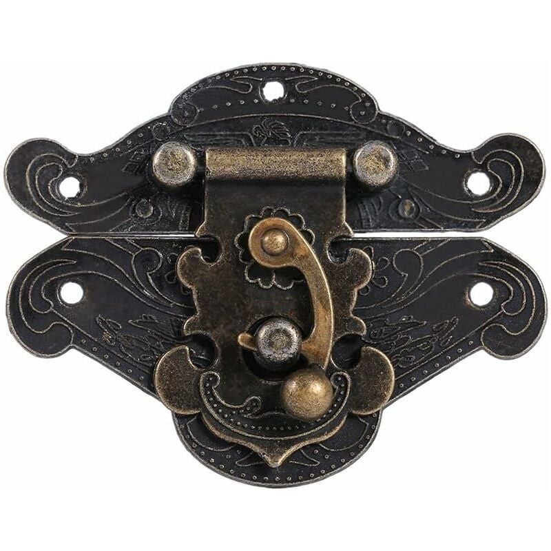 Tinor - Latches Vintage Antique Embossing Hasp Latch Lock Clasp with Screws for Decorative Cabinet Cupboard Jewelry Box Gift Box Suitcase or