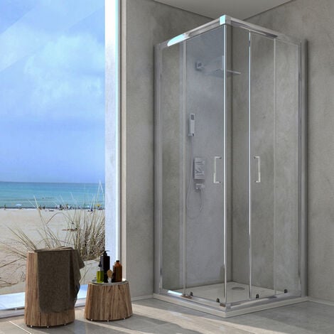 Mampara de ducha de esquina 70 x 90 vidrio transparente Ponsi Gold GOLT7090