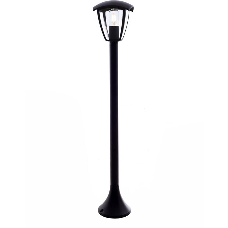 Lanterne Noire sur Pied Douille E27 IP44 Hauteur 95cm
