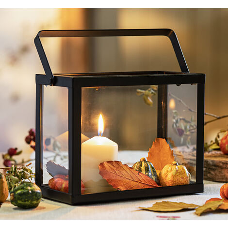 Kerzenhalter Gartenlicht im Glas mit Metall Einsatz Windlicht Teelicht-Laterne 