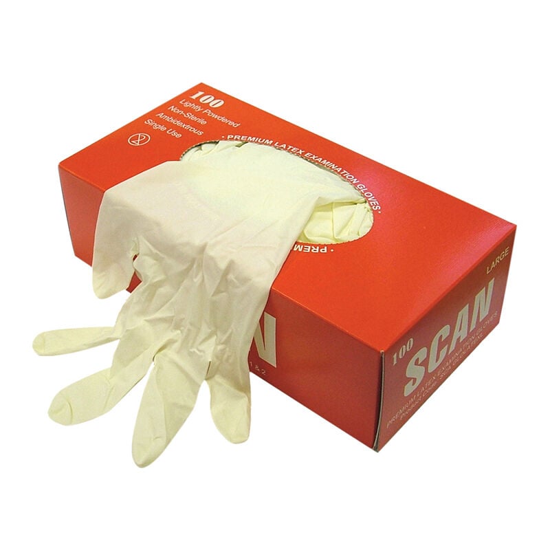 Latex Gloves - Medium (Box 100) scaglolatexm - Scan