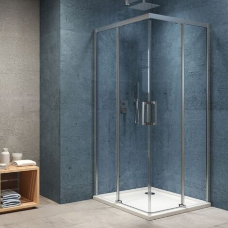 Lato box doccia angolo ante scorrevoli camelia s200 6 millimetri chrome 140 cm