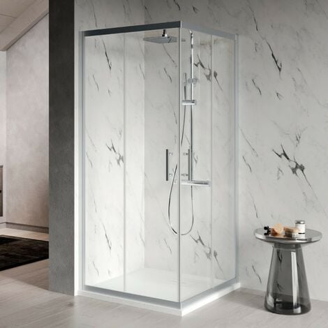 Lato doccia elyane a cristallo trasparente est. 77-80 silver