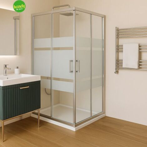 Lato doccia telescopico Danubio Silqua by Mobo serigrafato spess. 6mm h 195 x 68/70 cm