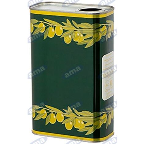 Latta per olio 0,25 lt rettangolare verde goccia gialla foro D24 - 40 pezzi