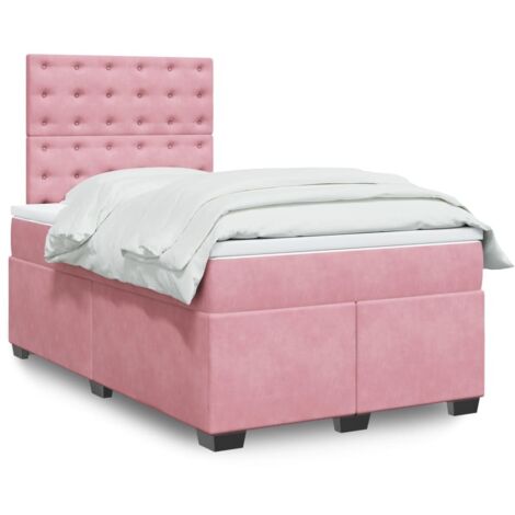 Lattenrahmenbett mit Matratze Rose 120x200 cm Velours