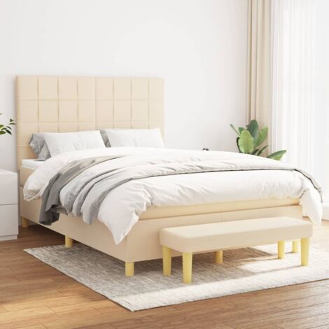 Lattenrost-Bett mit Matratze Creme 140x190 cm Stoff
