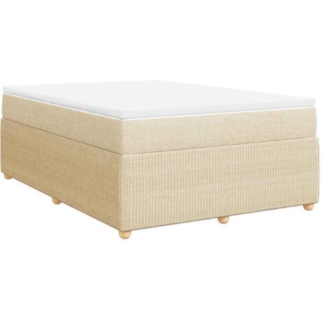 Lattenrost Bett mit Matratze Creme 160x200 cm Stoff