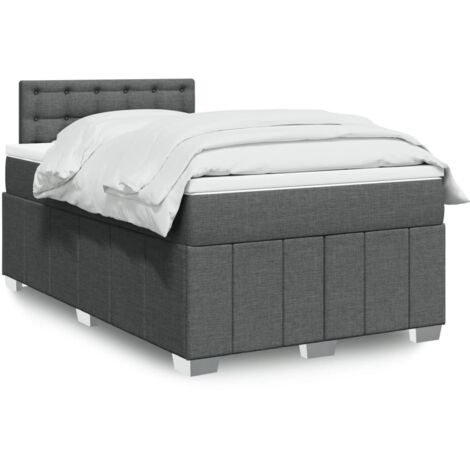 Lattenrost-Bett mit Matratze Dunkelgrau 120x200cm Stoff