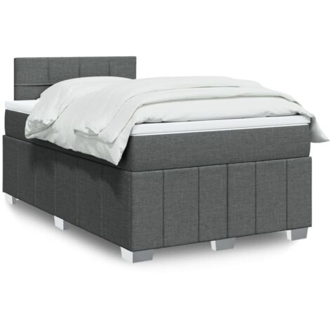 Lattenrost-Bett mit Matratze Dunkelgrau 120x200cm Stoff