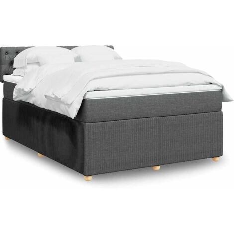 Lattenrost-Bett mit Matratze Dunkelgrau 140x200cm Stoff