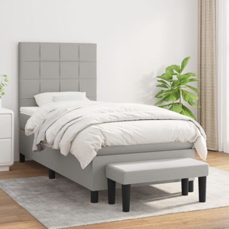 Lattenrost-Bett mit Matratze Grau 100x200cm Stoff