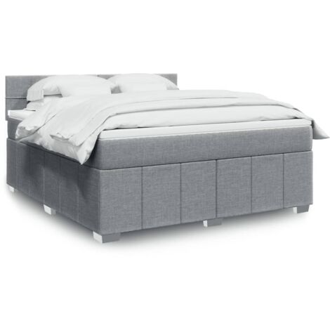 Lattenrost Bett mit Matratze Grau Hell 180x200cm Stoff