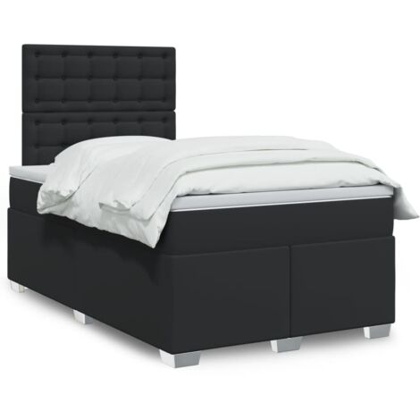 Lattenrost-Bett mit Matratze schwarz 120x190 cm Kunstleder