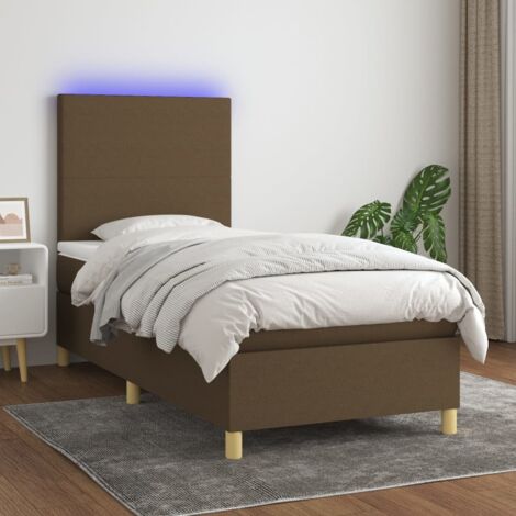 Lattenrost Bettrahmen mit Matratze und LED Dunkelbraun 100x200cm