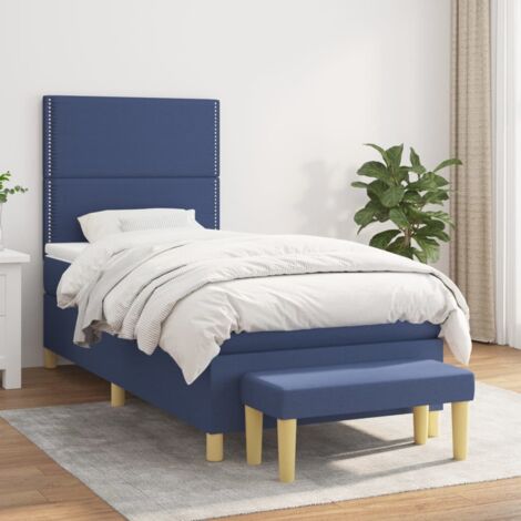Lattenrost mit Matratze Blau 100x200 cm Stoff