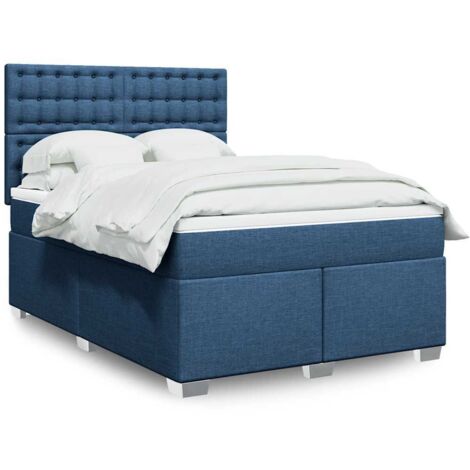 Lattenrost mit Matratze Blau 140x190 cm Stoff