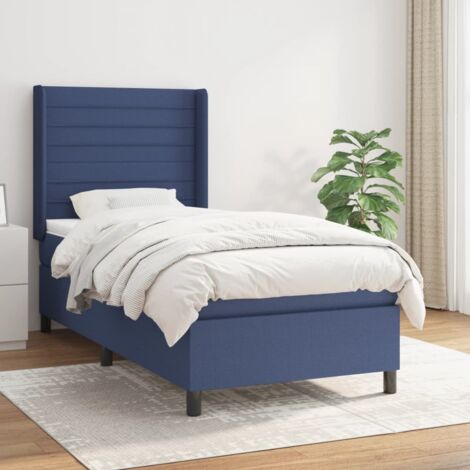 Lattenrost mit Matratze Blau 90x200 cm Stoff