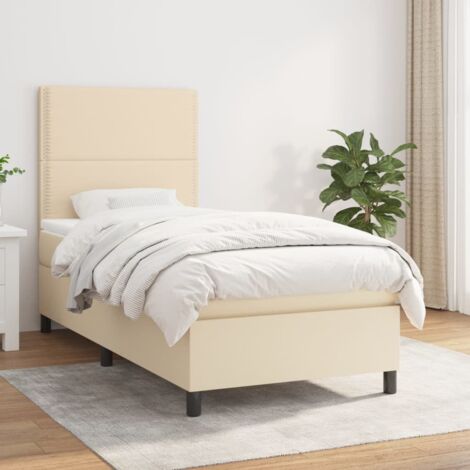Lattenrost mit Matratze Creme 90x200 cm Stoff