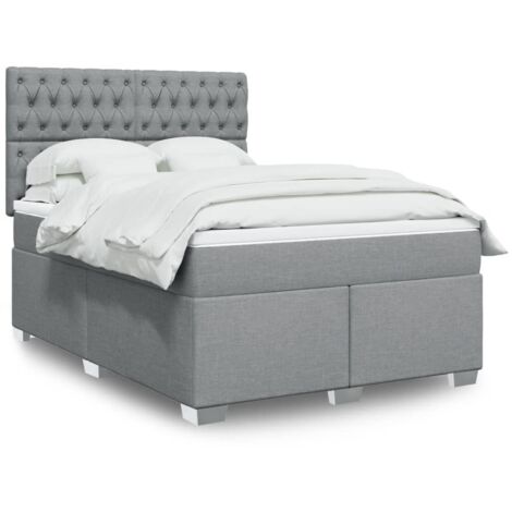 Lattenrost mit Matratze Grau 140x190cm Stoff
