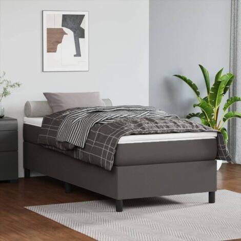 Lattenrost mit Matratze Grau 80x200 cm Kunstleder