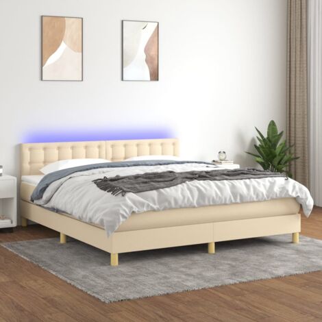 Lattenrost mit Matratze LED Creme 180x200 cm Stoff