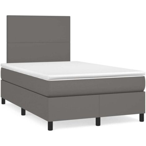 Lattenrost mit Matratze LED grau 120x190 cm Kunstleder