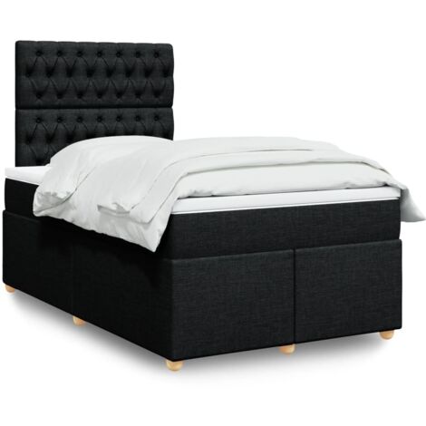 Lattenrost mit Matratze Schwarz 120x200 cm Stoff