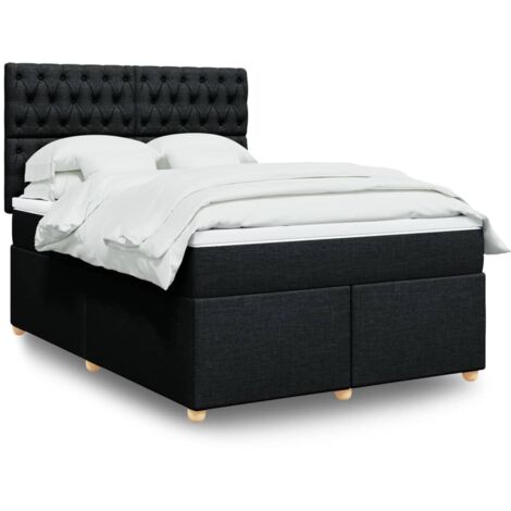 Lattenrost mit Matratze Schwarz 140x190 cm Stoff