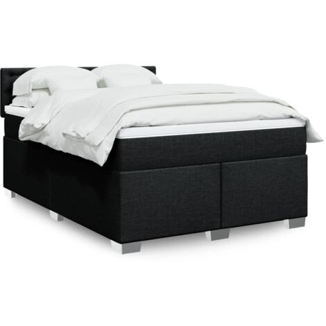 Lattenrost mit Matratze Schwarz 140x190 cm Stoff