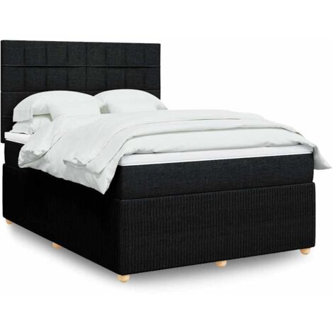 Lattenrost mit Matratze Schwarz 140x200 cm Stoff