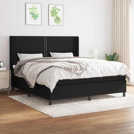 Lattenrost mit Matratze Schwarz 160x200 cm Stoff