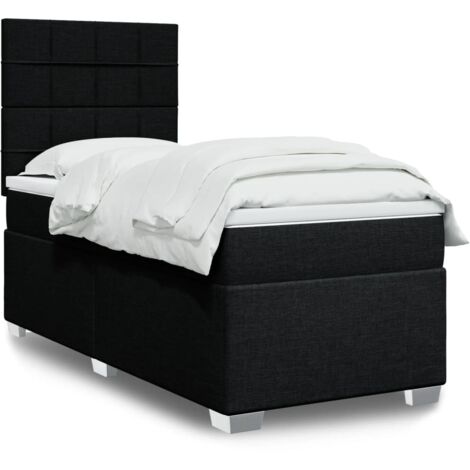 Lattenrost mit Matratze Schwarz 90x200 cm Stoff