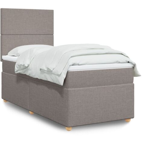 Lattenrost mit Matratze Taupe 90x200 cm Stoff