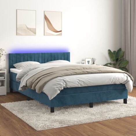 Lattenrost mit Matratze und LED Blau Dunkel 140x200 cm