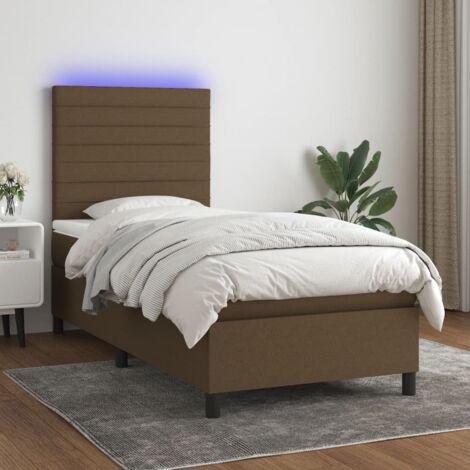 Lattenrost mit Matratze und LED Dunkelbraun 90x190cm