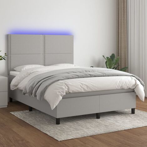 Lattenrost mit Matratze und LED Grau 140x200 cm