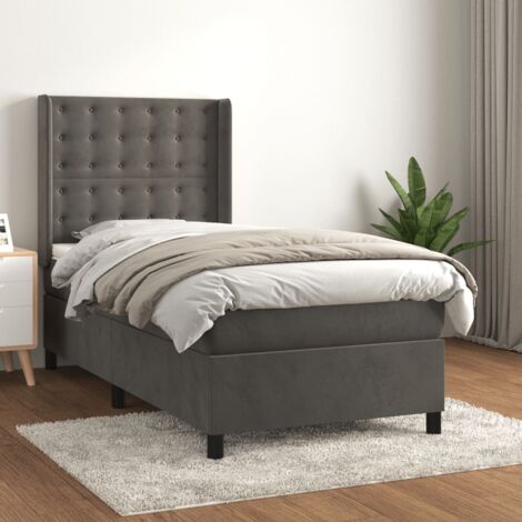 Lattenrost und Matratze Dunkelgrau 90x190 cm Samt