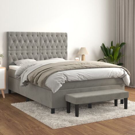 Lattenrost und Matratze Grau 140x200cm Velvet