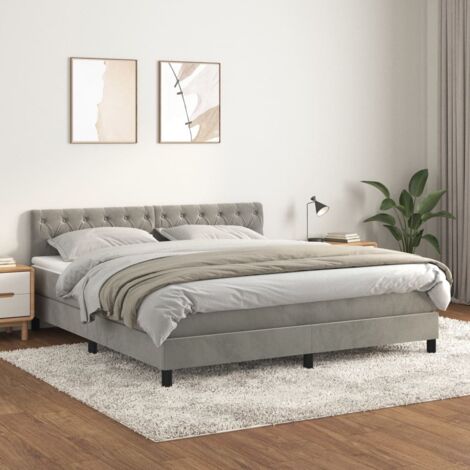Lattenrost und Matratze Grau 160x200cm Velours