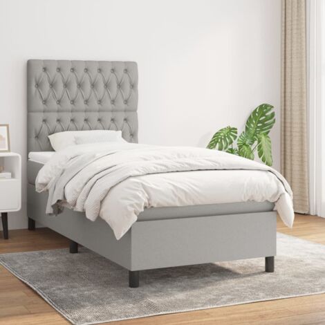 Lattenrost und Matratze Grau 90x190 cm Stoff