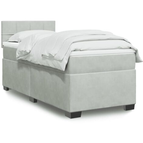 Lattenrost und Matratze Grau 90x200 cm Velours