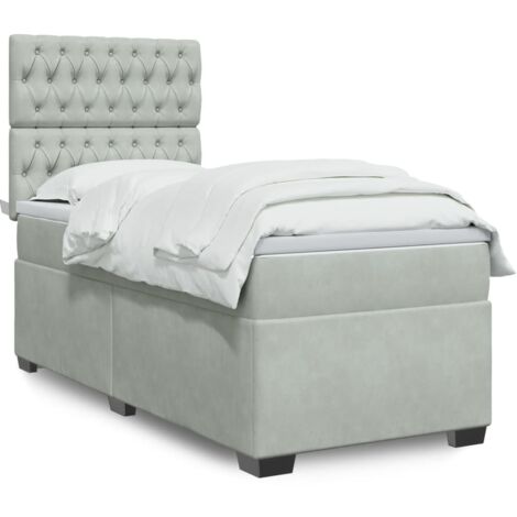 Lattenrost und Matratze Grau 90x200 cm Velours