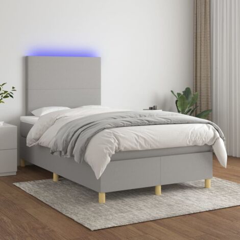 Lattenrost und Matratze mit LED Licht Hellgrau 120x200 cm