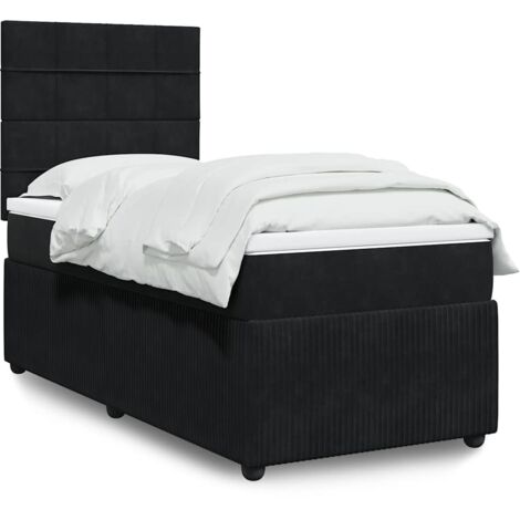 Lattenrost und Matratze Schwarz 80x200 cm Velours